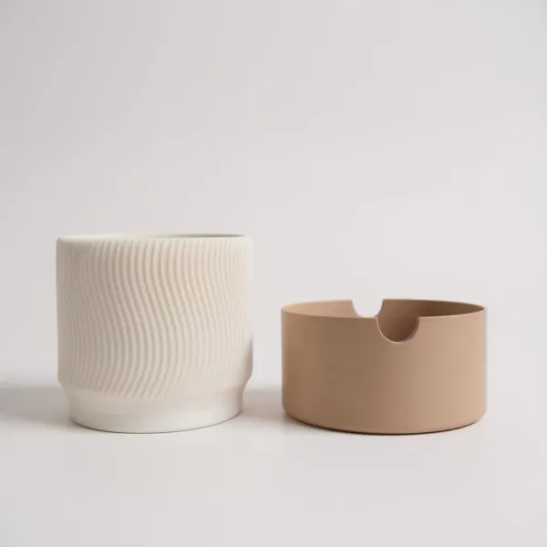 Ribbed Self-Watering Planter, Two Pieces