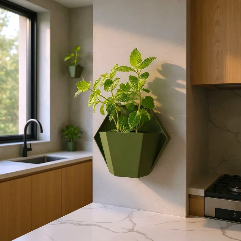 Geometric wall planter for herbs