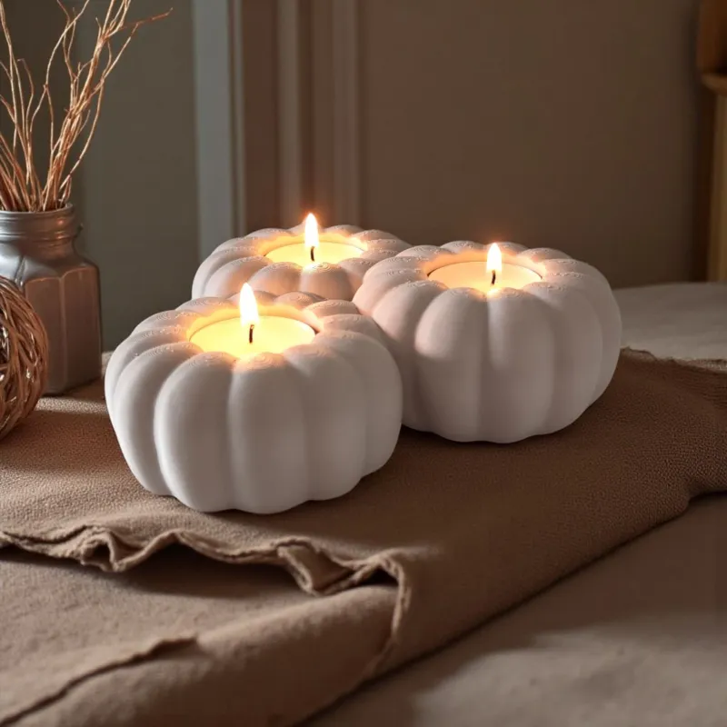 Pumpkin Tealight Holder for Three LED Tealights