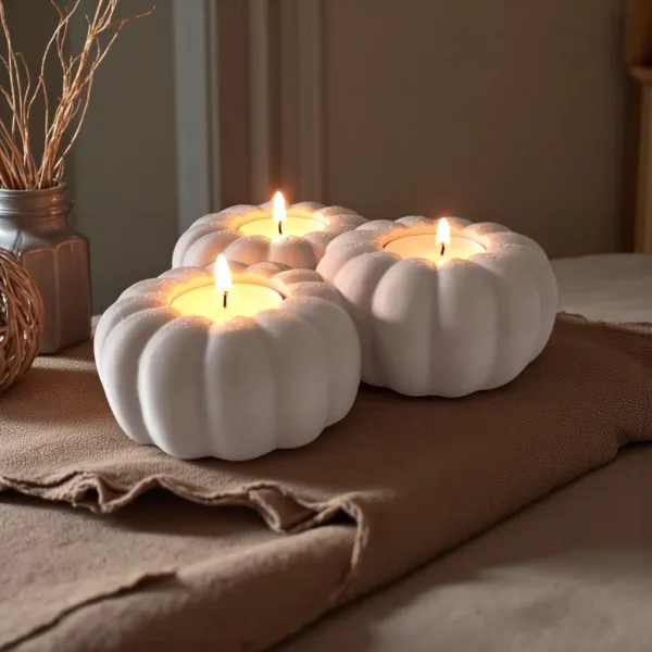 Pumpkin Tealight Holder for Three LED Tealights