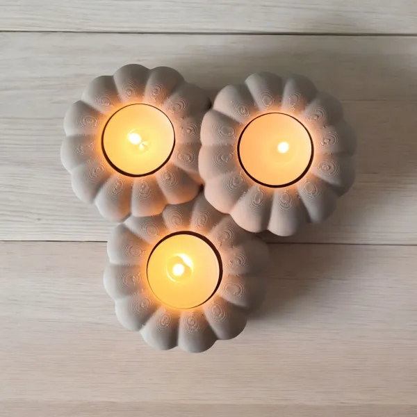 Pumpkin Tealight Holder for Three LED Tealights