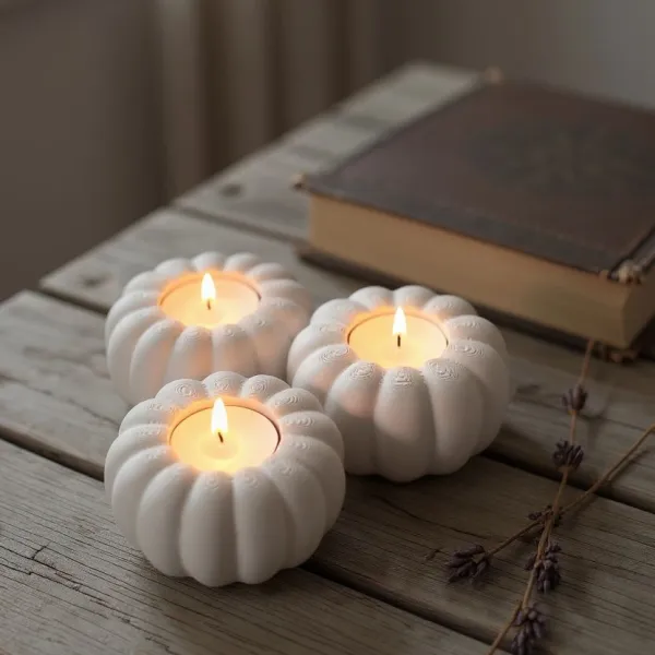 Pumpkin Tealight Holder for Three LED Tealights