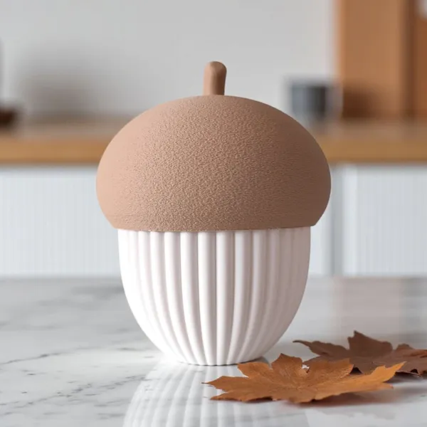 Ribbed acorn container with tealight fitting