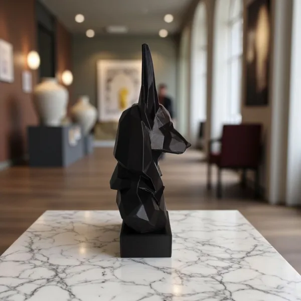 Low Poly Anubis Bust Sculpture