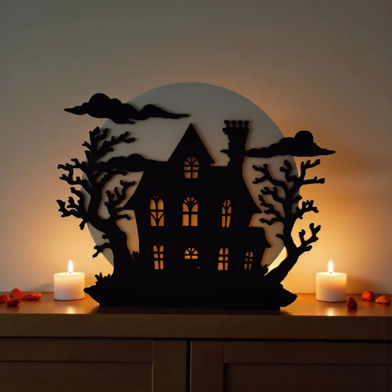 Hill House Silhouette with Tealight Holder