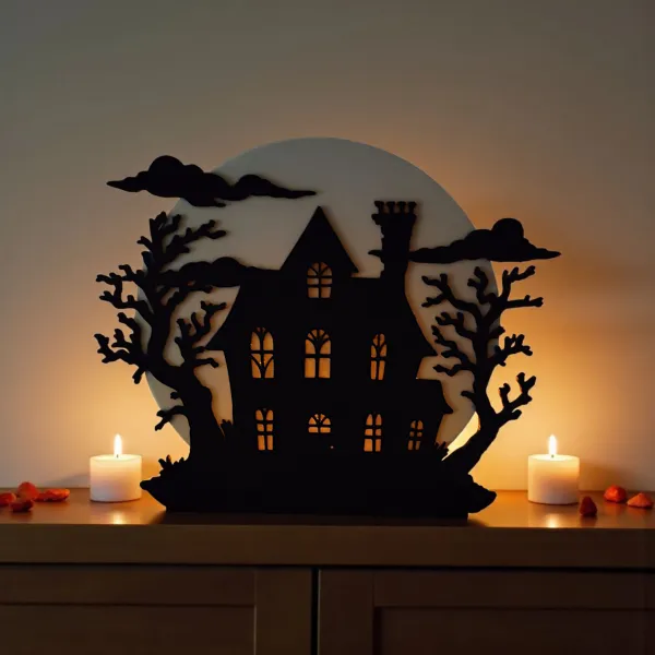 Hill House Silhouette with Tealight Holder