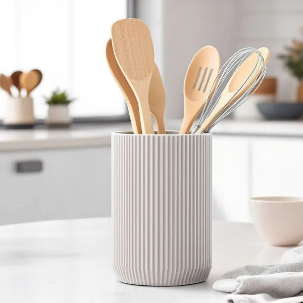 Ribbed kitchen utensil holder