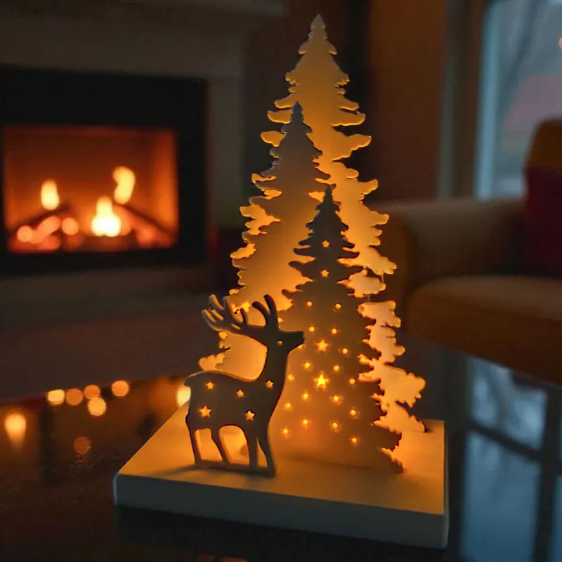 Christmas Decor Scene with LED Tealight Holder