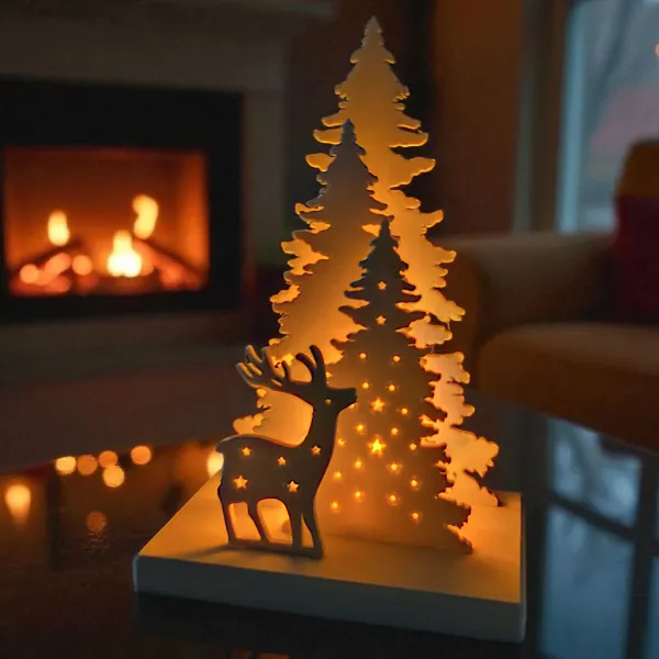 Christmas Decor Scene with LED Tealight Holder