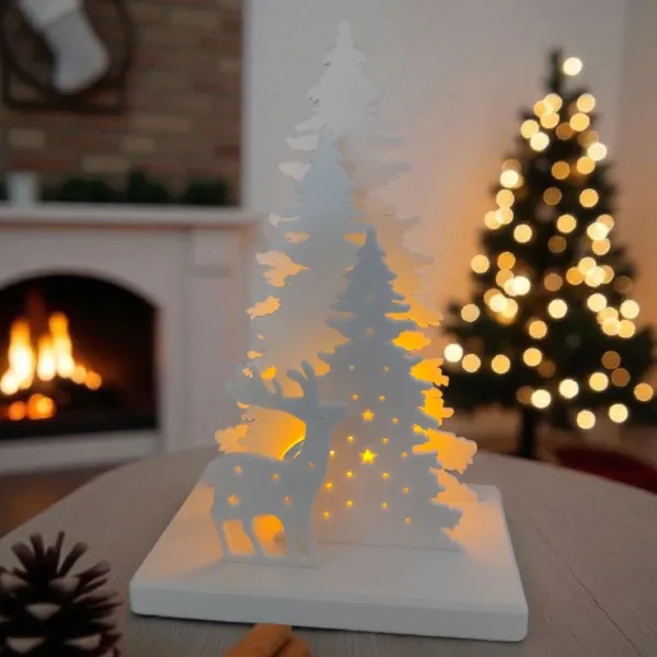 Christmas Decor Scene with LED Tealight Holder