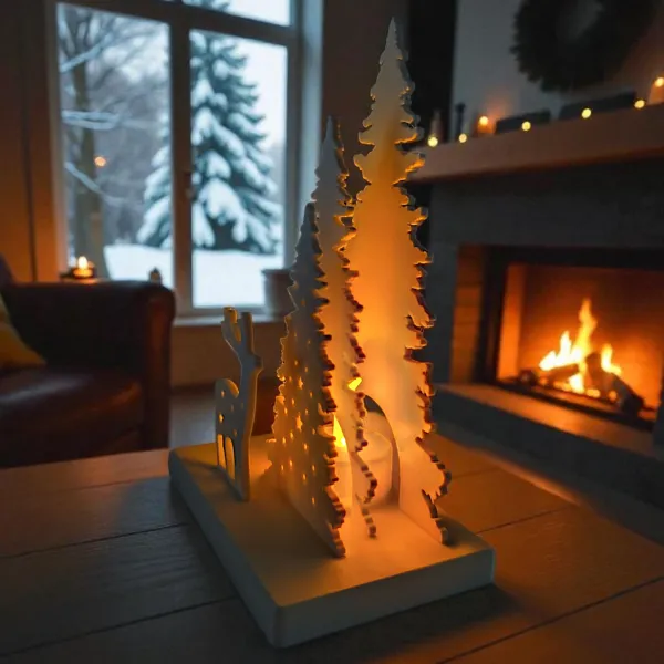 Christmas Decor Scene with LED Tealight Holder