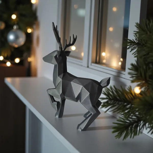 Low poly reindeer sculpture