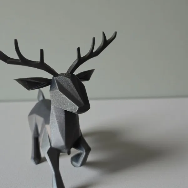 Low poly reindeer sculpture