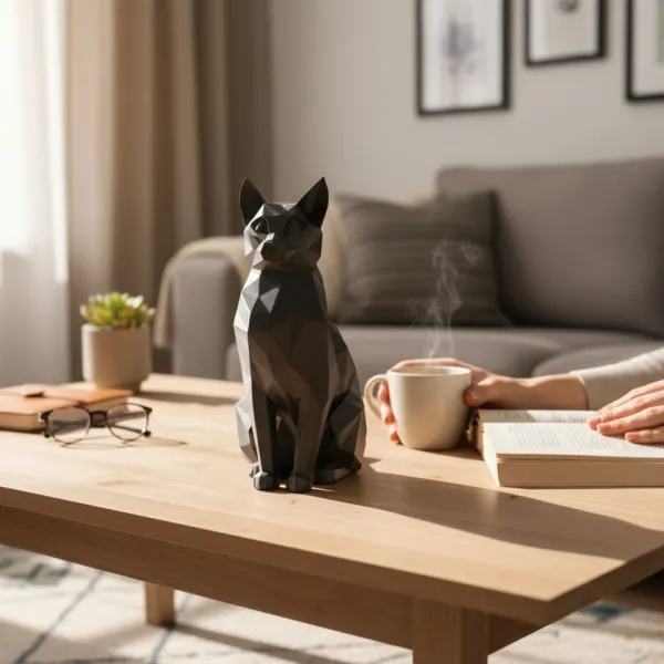 Sitting Cat Sculpture, Low Poly
