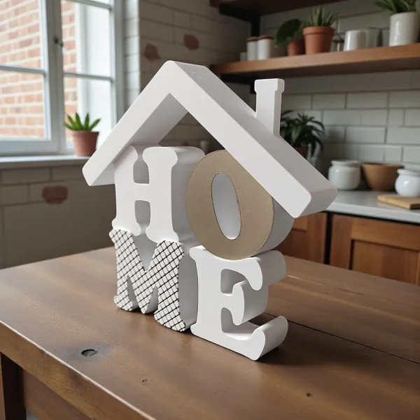 Home Word Stand in the Shape of a House