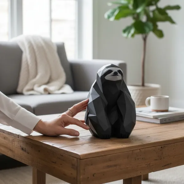 Sitting Low Poly Sloth Sculpture