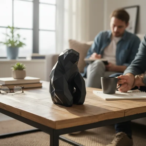 Sitting Low Poly Sloth Sculpture