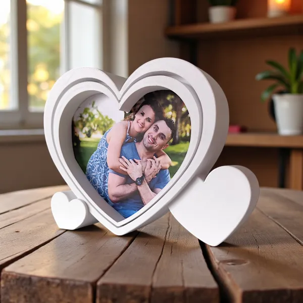 Heart-shaped picture frame with cutting template