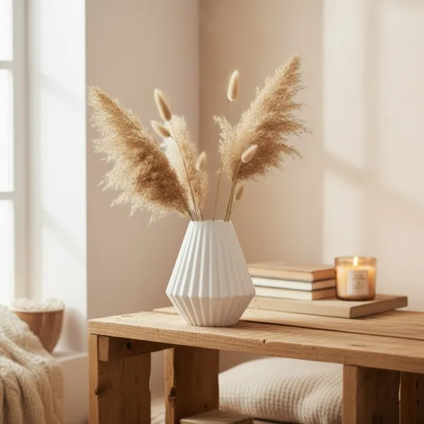 Geometric Ribbed Vase