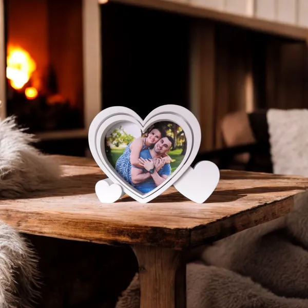 Heart-shaped picture frame with cutting template