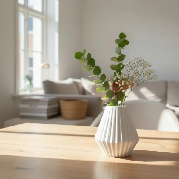 Geometric Ribbed Vase