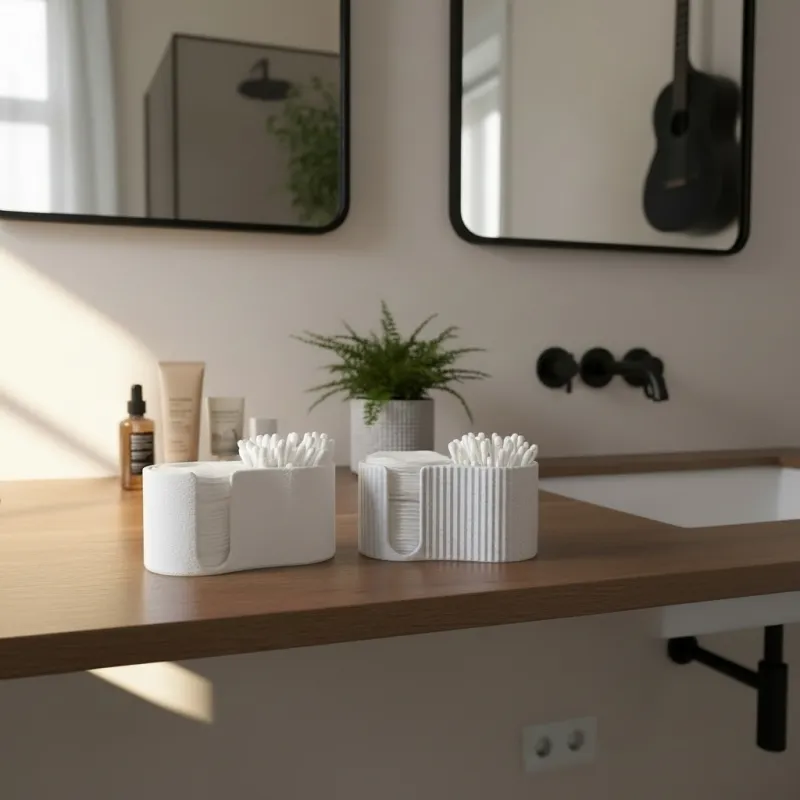 Ribbed Cotton Pad and Q-tip Dispenser