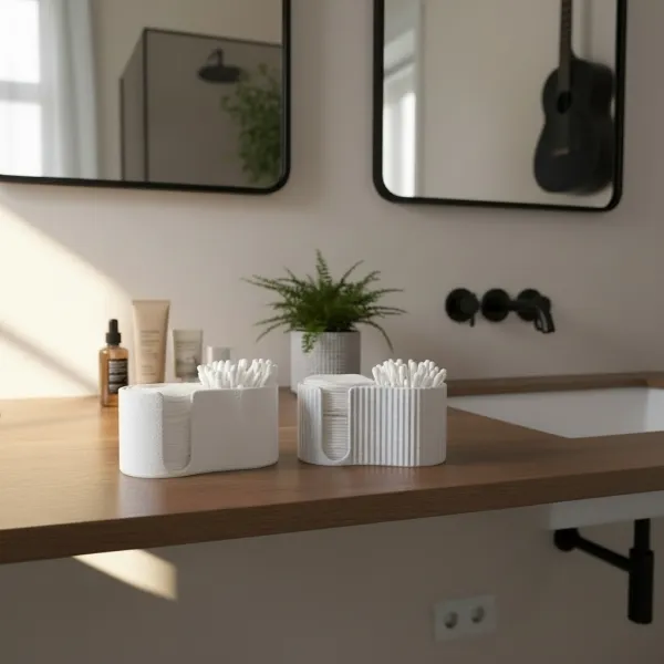 Ribbed Cotton Pad and Q-tip Dispenser