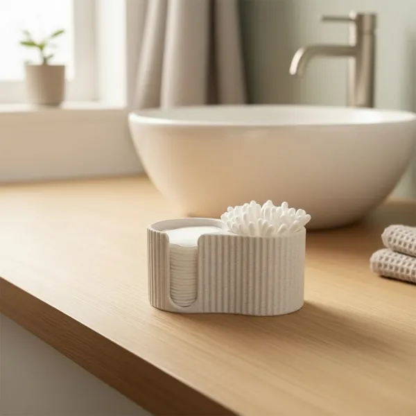 Ribbed Cotton Pad and Q-tip Dispenser