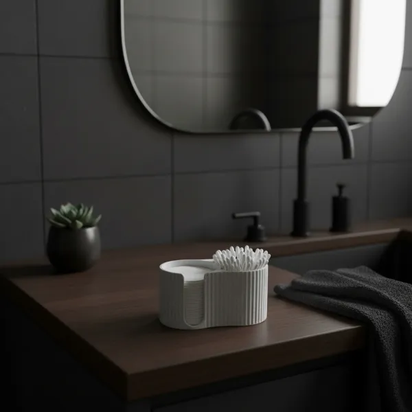 Ribbed Cotton Pad and Q-tip Dispenser